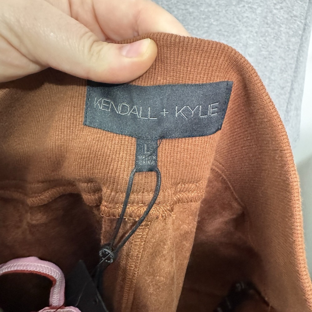 Kendall + Kylie Faux Leather Jogger Pants L Brown NWT Y2K Streetwear Luxe City - Picture 9 of 11